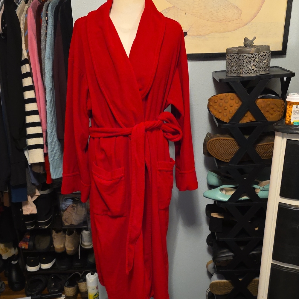 Josie Red Fleece Midi Robe Size Medium